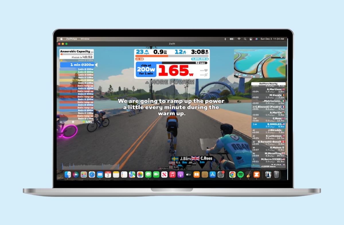 Screenshot of Zwift mid-workout instructions